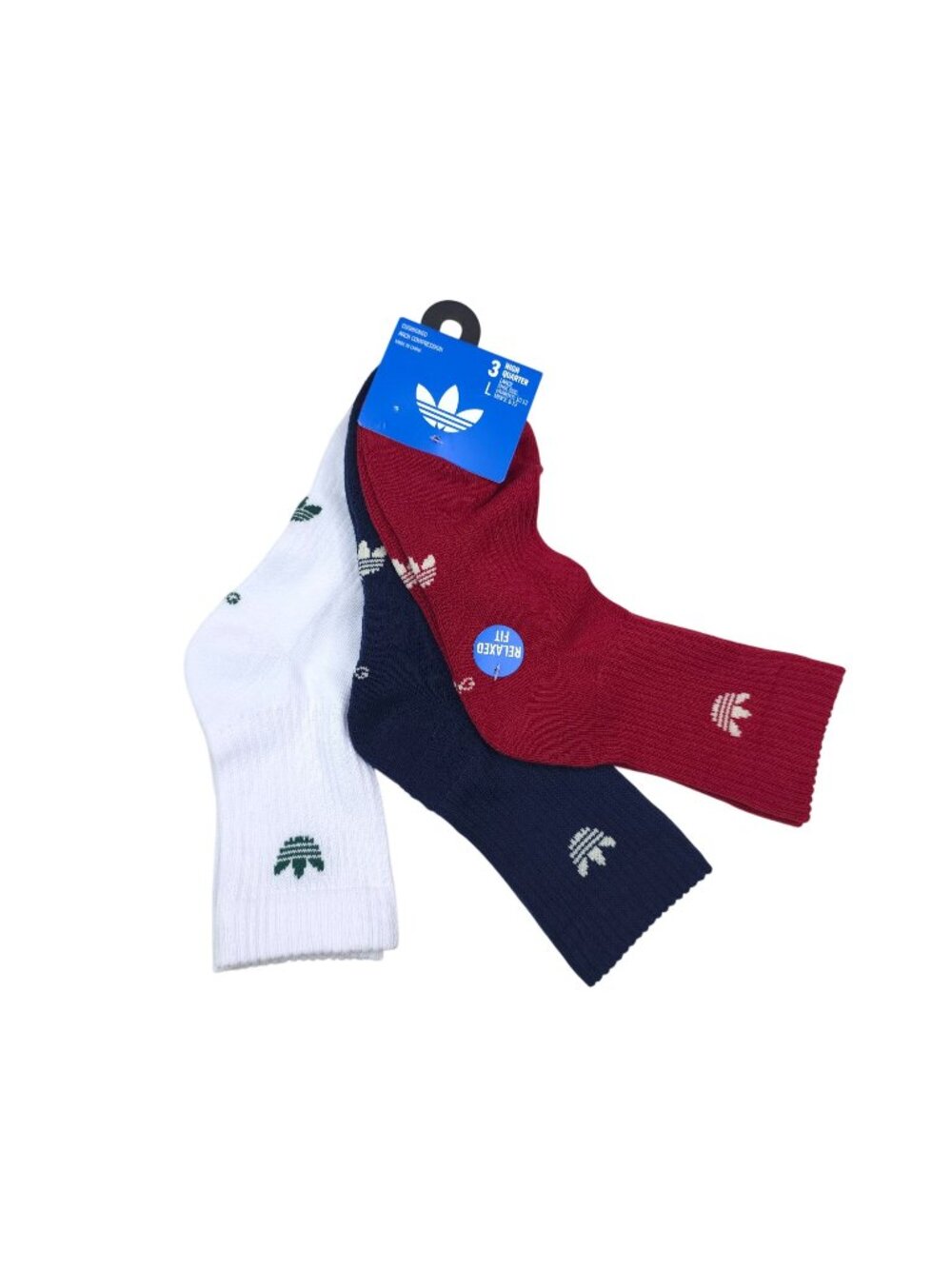 Adidas Cushioned High Quarter Socks 3Pk Unisex L Arch Compression Red White Navy